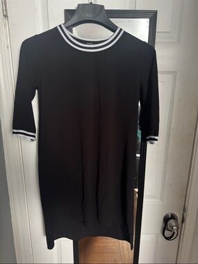 Forever 21 Black Tee Dress with White Stripe Collar